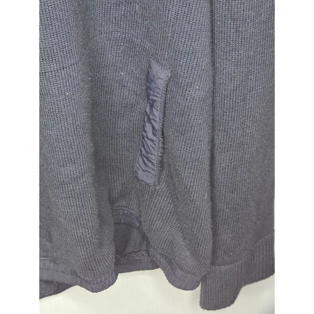 Orvis Size Medium Navy Blue Cotton Blend Button Mock Neck Sweater Front Pocket